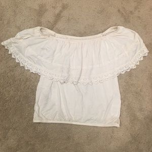 Hollister Cream Off-the-Shoulder Ruffled Top